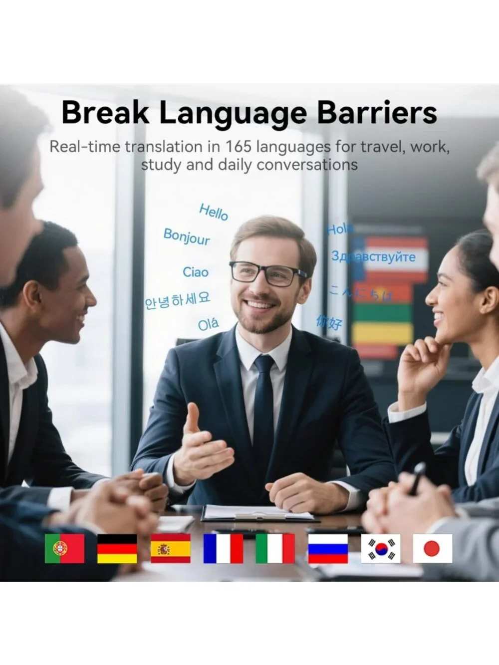 Smart Translation Glasses - 100+ Languages, Bluetooth 5.4, UV & Blue Light